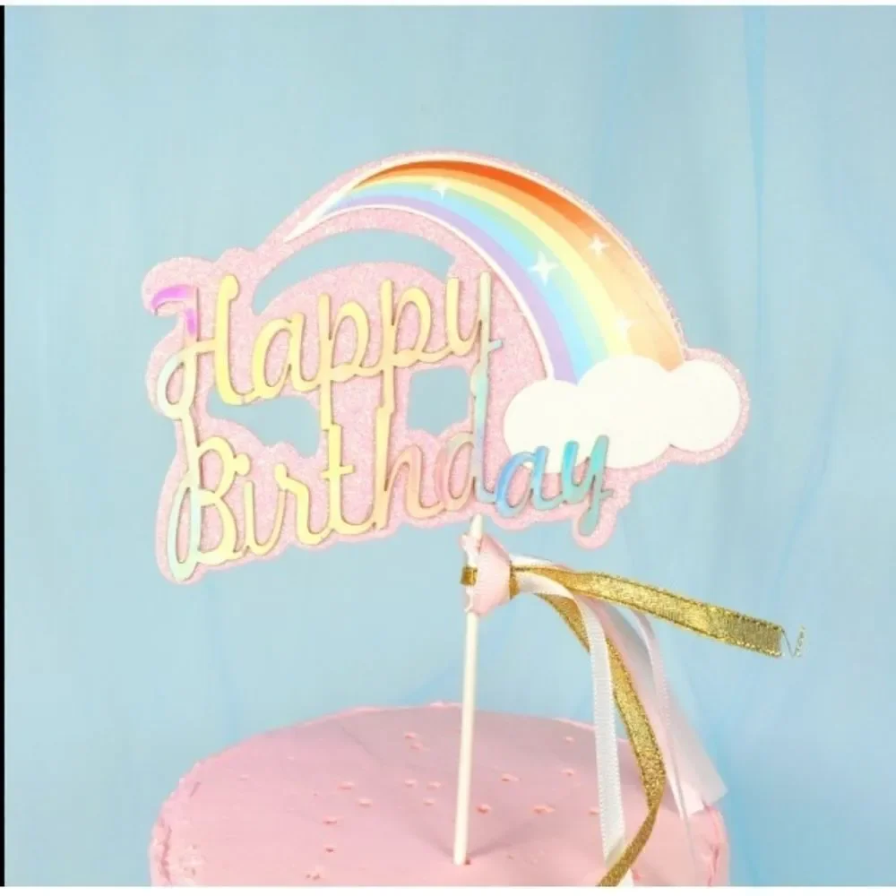 RAINBOW Cake Topper Magical Happy Birthday NWT